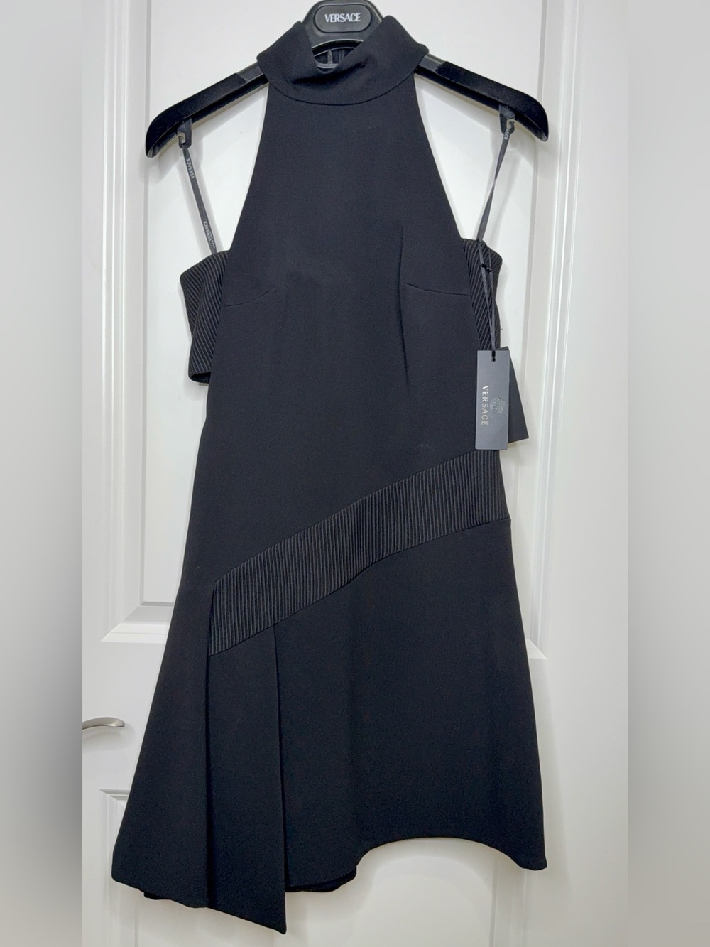 New Versace Cut-Out Halter Black Dress